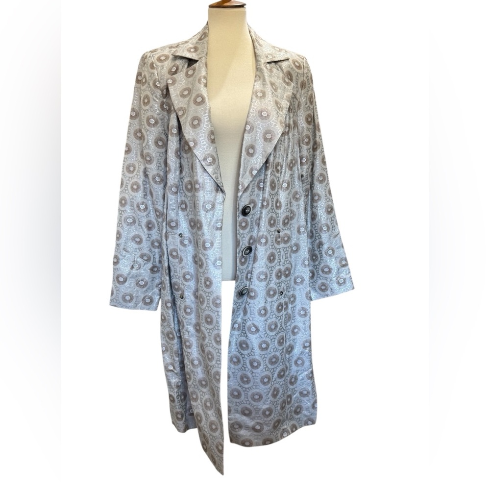 Isabel Toledo Light Silver Gray Patterned Pea Coat